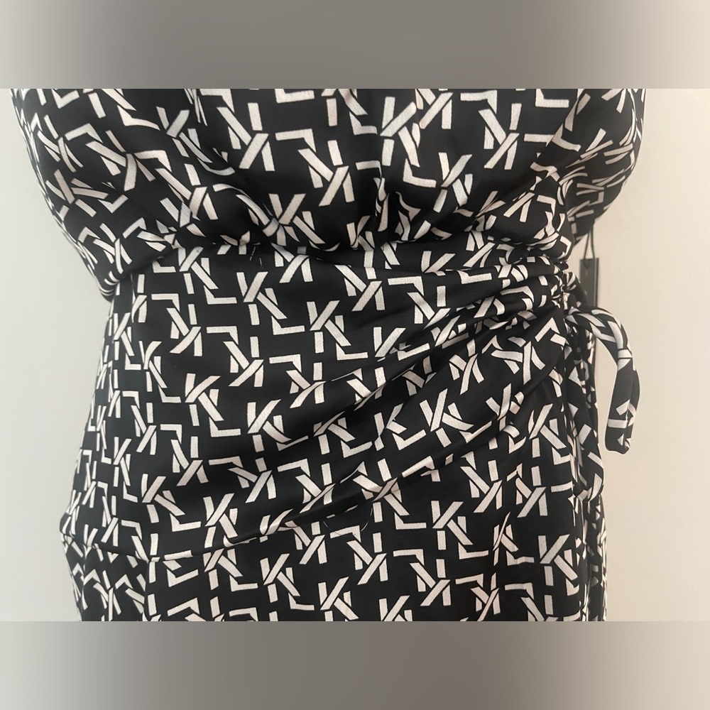 KARL LAGERFELD Paris Women's Black White Sleeveless High-Low Maxi Dress Size 4 - Picture 11 of 15